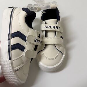Sperry Kids Cream Black and White Velcro Sneakers Size 6T
